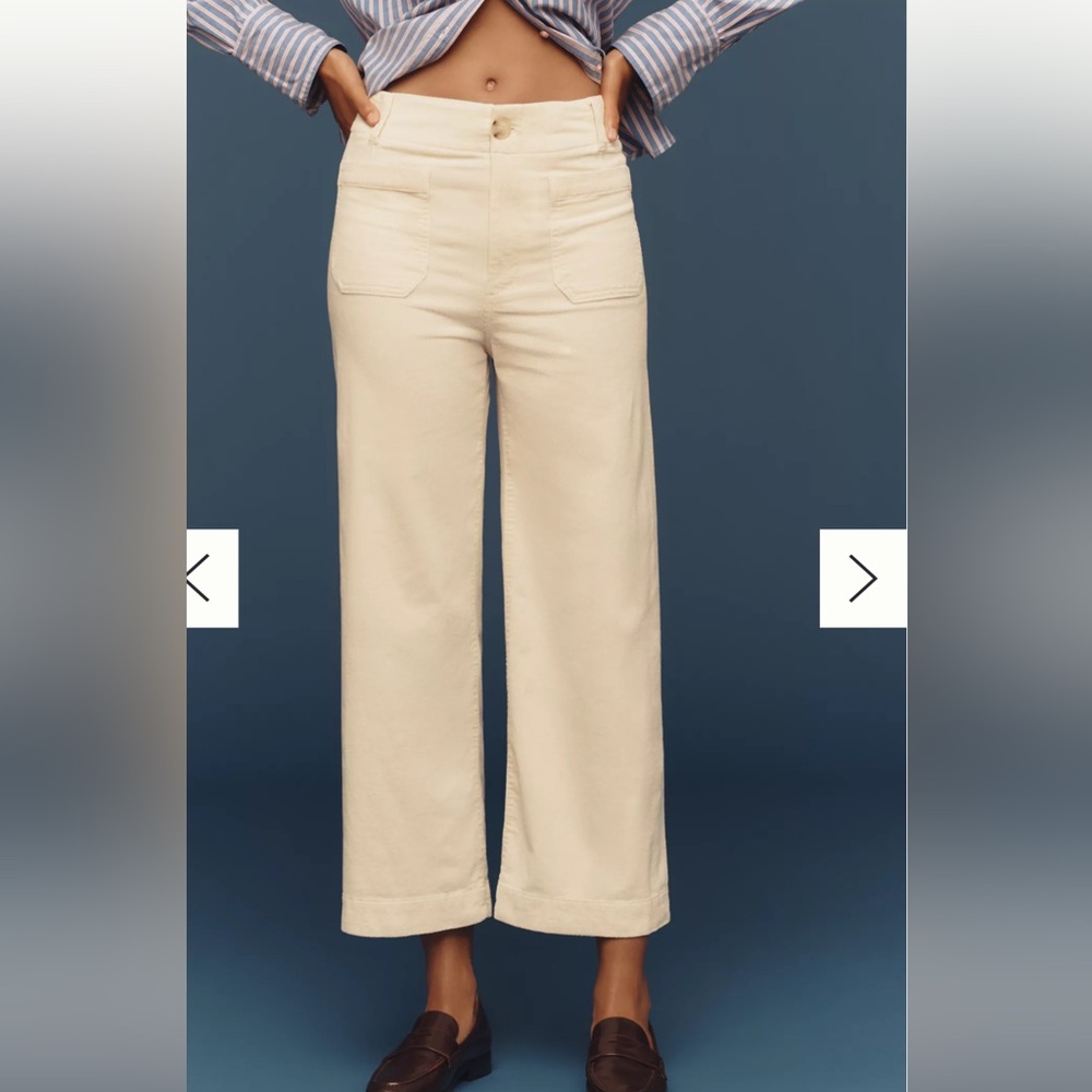 Anthropologie Cream Wide-Leg Pants